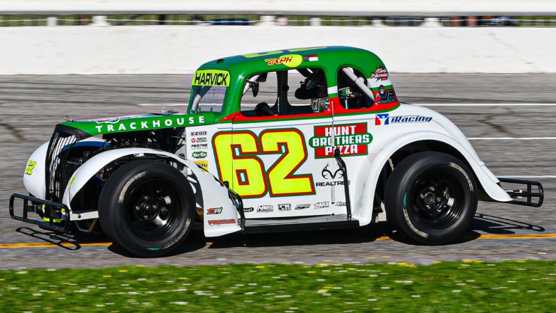 Keelan Harvick practices his no. 62 Legend Car prior to Friday's Round 1 Young Lions Feature. 