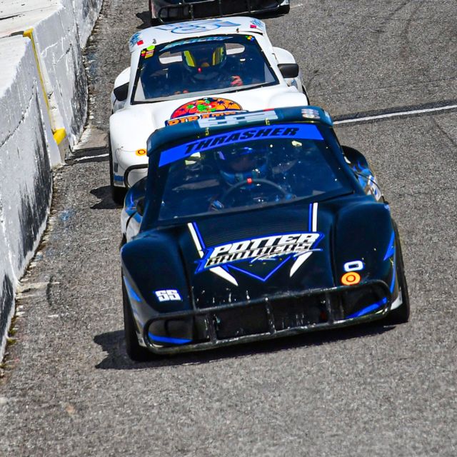 Landon Thrasher leads the Outlaws Division field at Veterans Motorplex at the Rim.