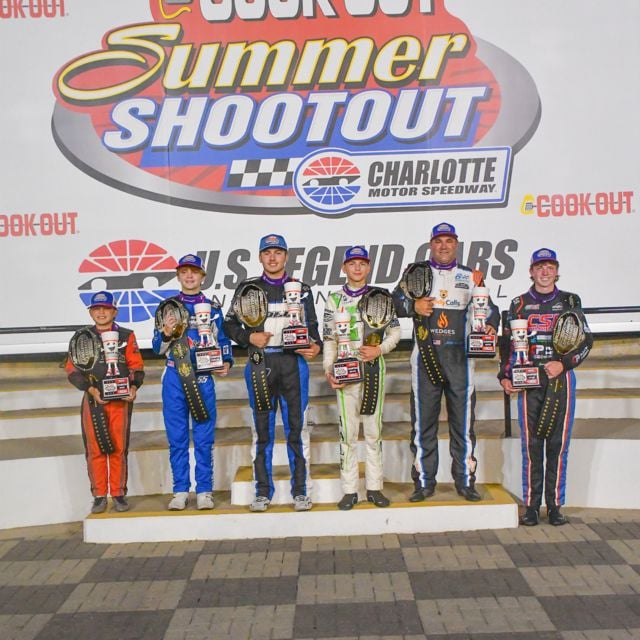 2026 Cook Out Summer Shootout Champions (L-R): Bradshaw (Bandits), Thrasher (Young Lions), Morabito (Pro), Hale (Semi-Pro), Bolen (Masters), Sherman (Outlaws)
