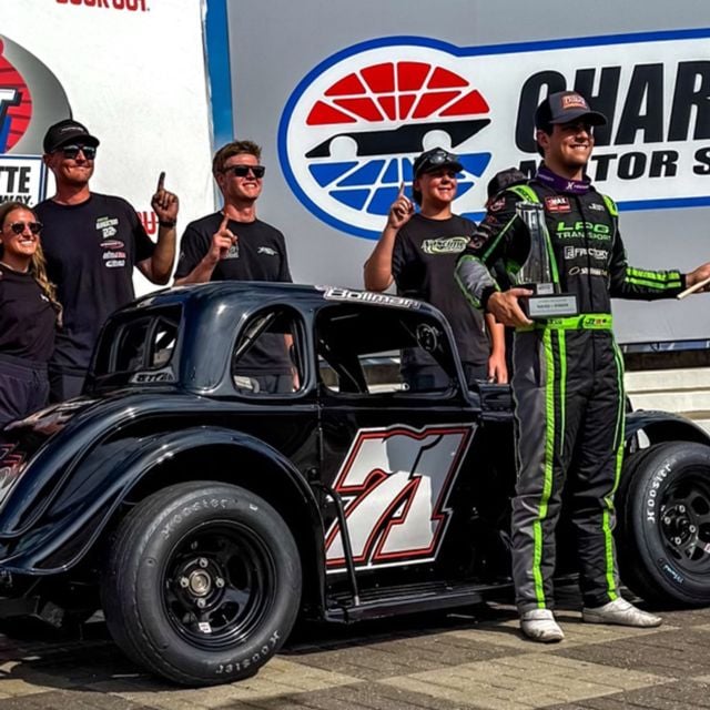 Jake Bollman and team in victory lane.