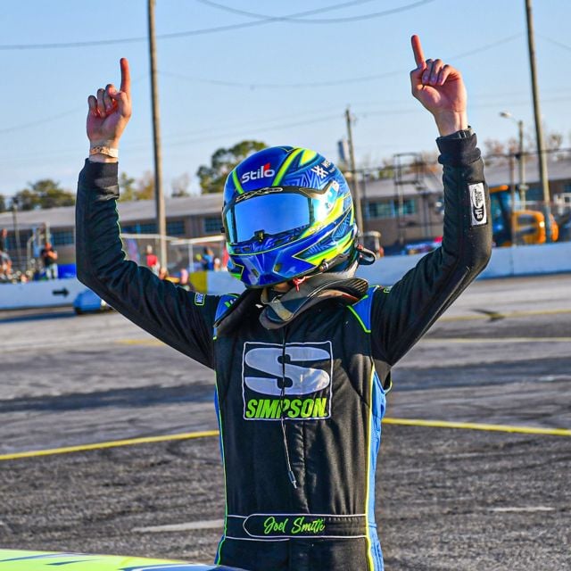 Joel Smith celebrates his Day 2 Pro Division victory.