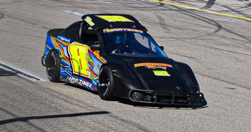 Addison Martinez wheels her Bandolero around The Bullring at Las Vegas Motor Speedway. 