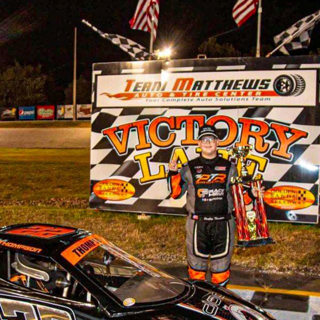 Bentley Thompson in Golden Sands Speedway victory lane.
