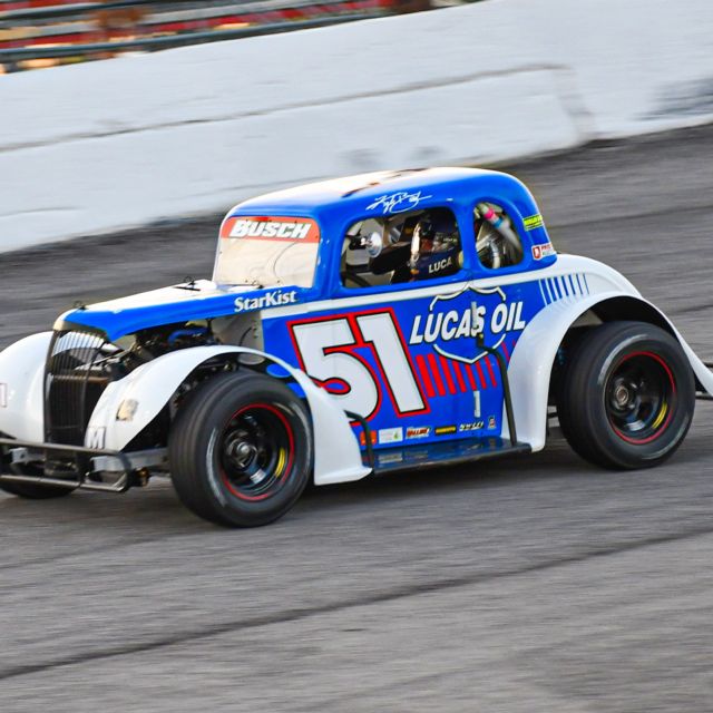A familiar sight on Tuesday was Kyle Busch leading the Legend Car Masters Division field around Veterans Motorplex.