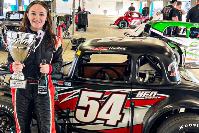 Heather Hadley after finishing third in the 2022 Road Course World Finals at New Hampshire Motor Speedway.