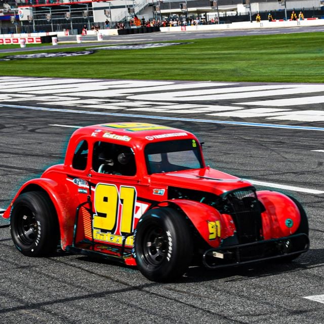 Martin Gatzulis drivers his number 91 Legend Car around Charlotte Motor Speedway's quarter-mile.