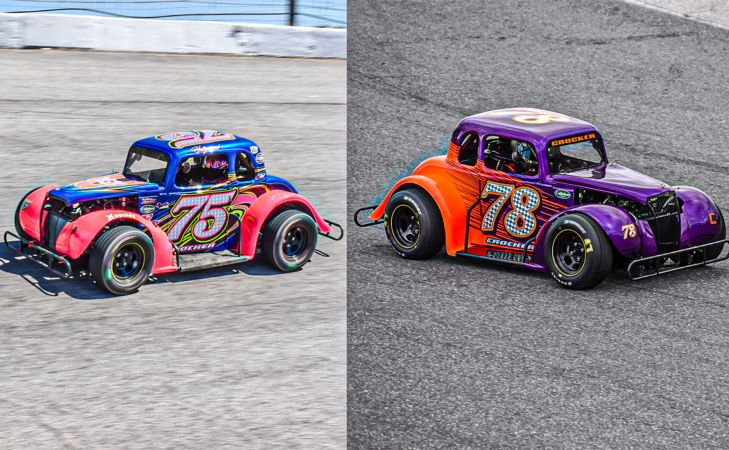 Makenna (75) and Gracie Crocker (78) turning laps at Veterans Motorplex and Citrus County Speedway.