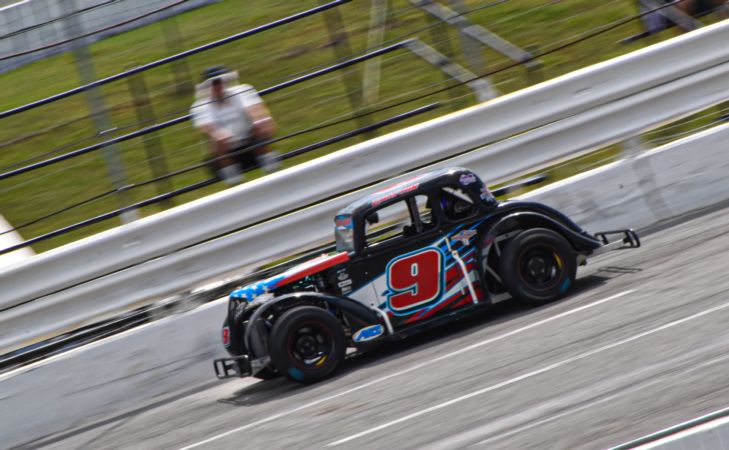 Michael Crafton practicing one of his two Legend Cars at Nashville Fairgrounds Speedway