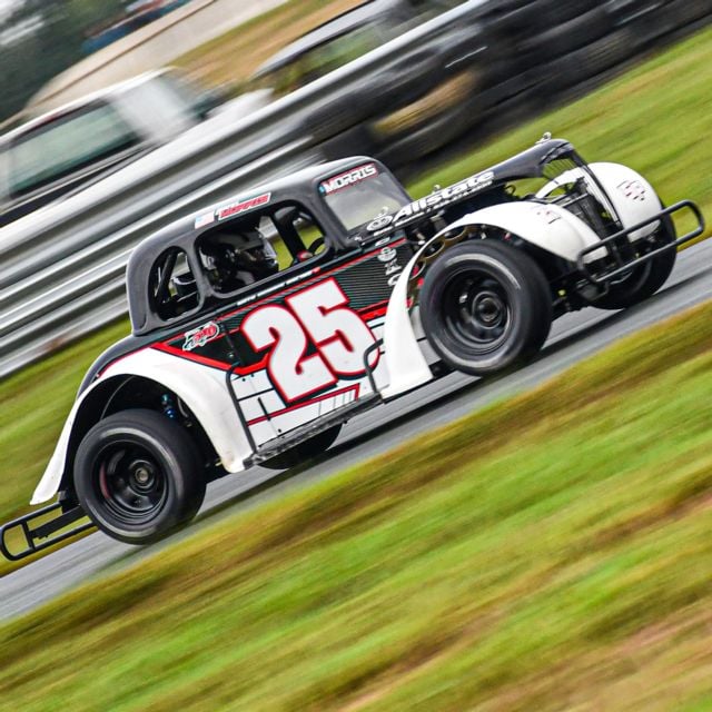 Nate Morris racing his way towards the front during the 2025 INEX Road Course World Finals.