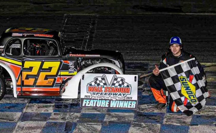 Tanner Jones after winning at Wall Stadium Speedway.