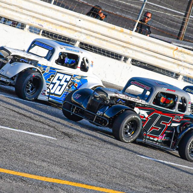 Case James (15) and Landon Thrasher (55) finished first and second in Friday's Young Lions Feature.