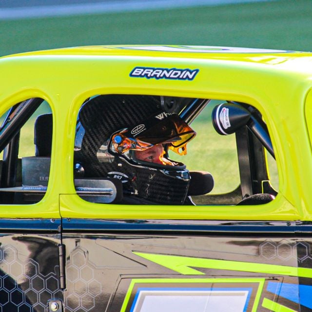 Brandin Wrisley prepares to qualify in his Legend Car for the Cook Out Summer Shootout. 