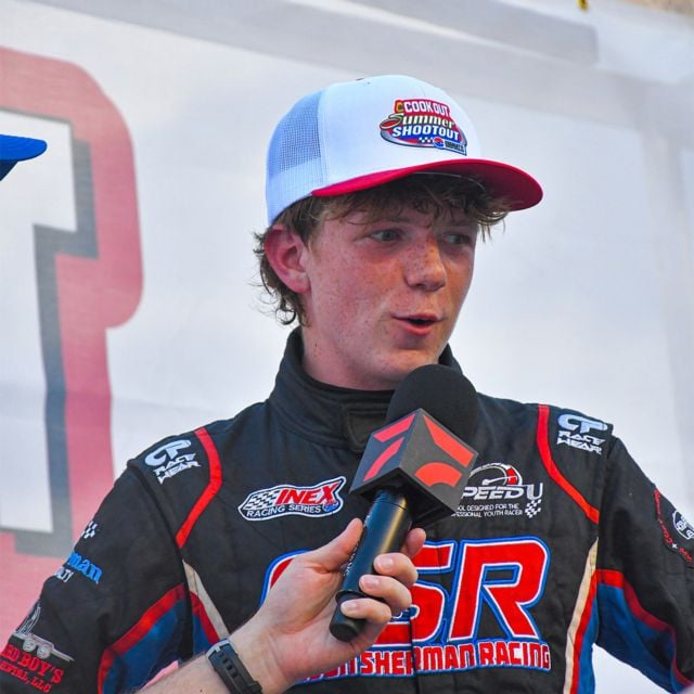 Carson Sherman is interviewed on FloRacing after winning the Round 7 Outlaws feature race.
