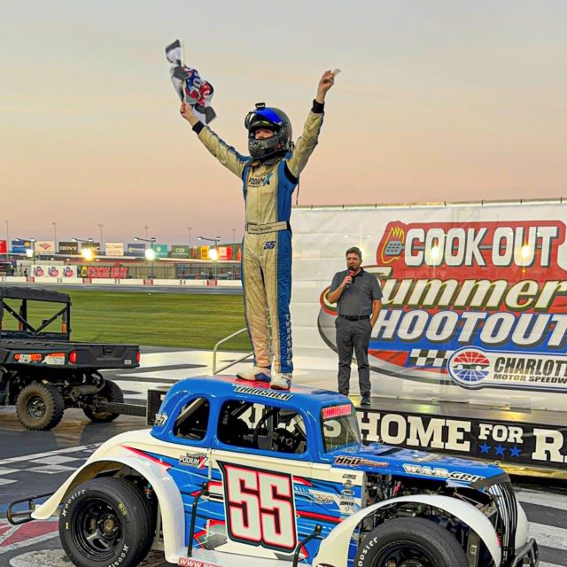 Landon Thrasher celebrates his Round 3 Young Lions victory Tuesday night.
